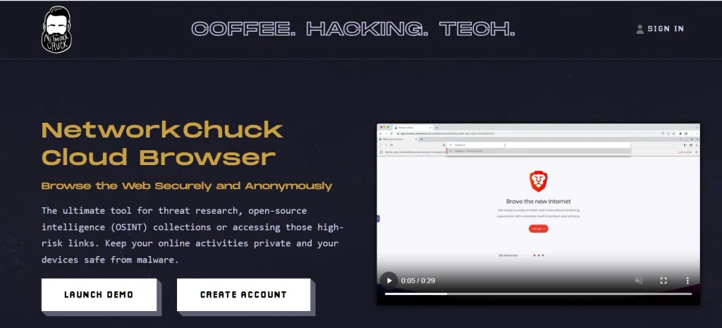 NetworkChuck Cloud Browser