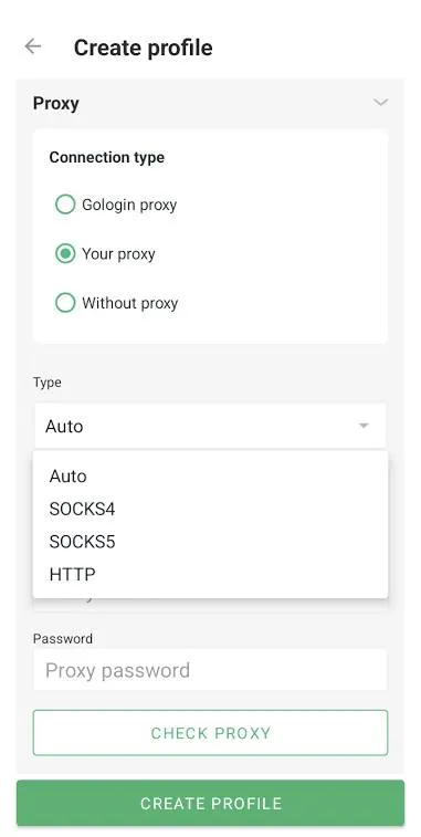 gologin creating a profile