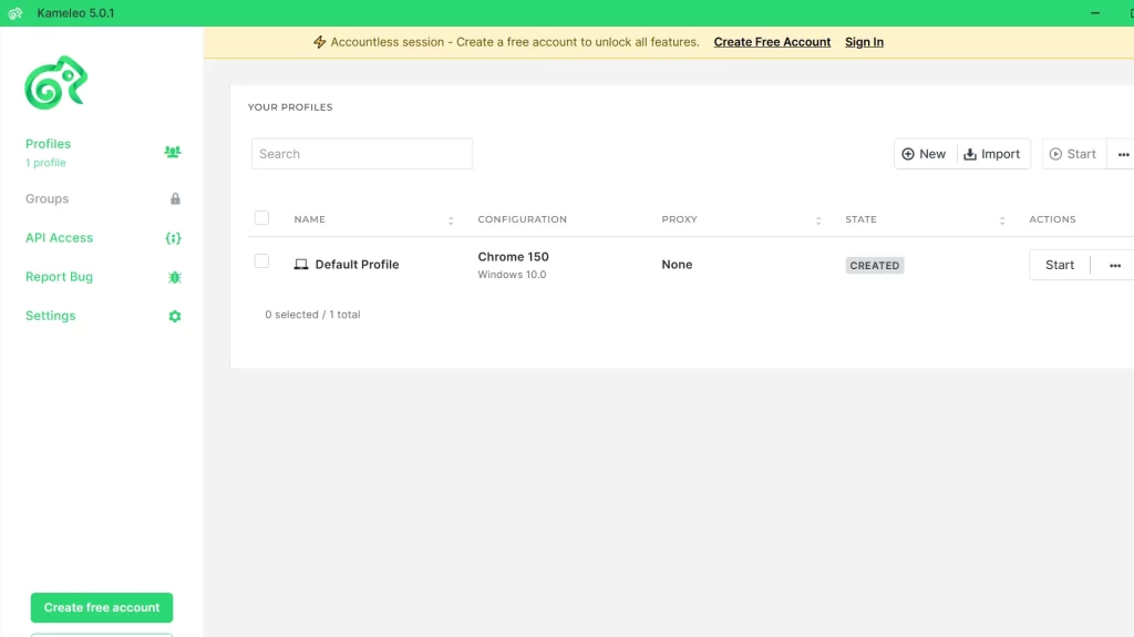 Kameleo interface