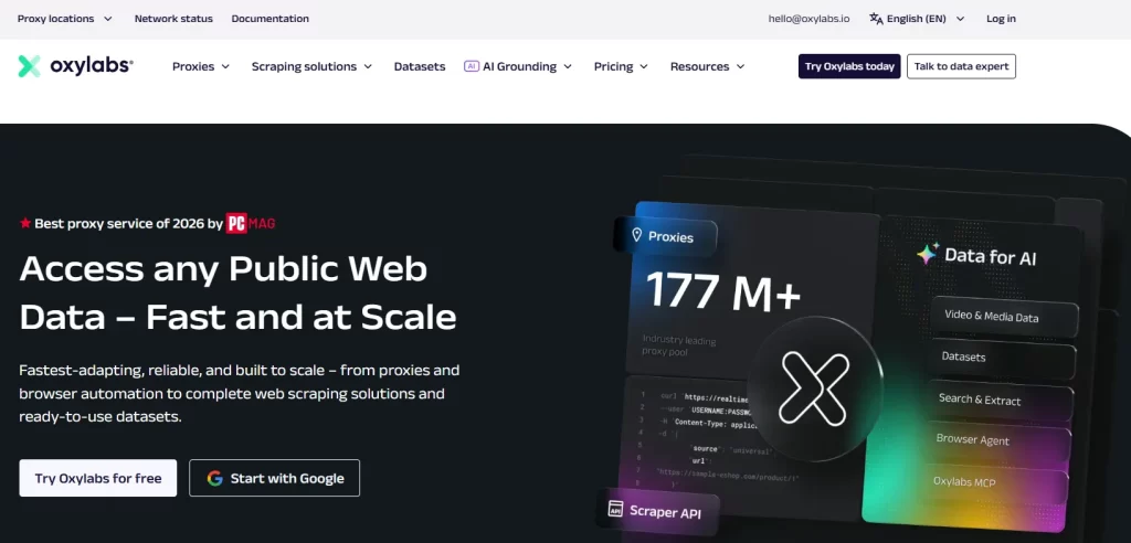 Oxylabs Homepage