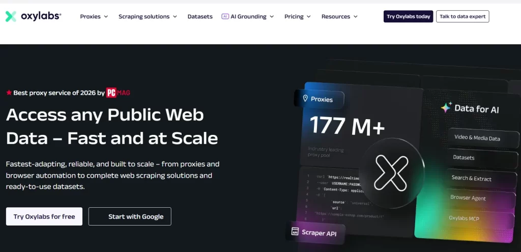Oxylab webpage