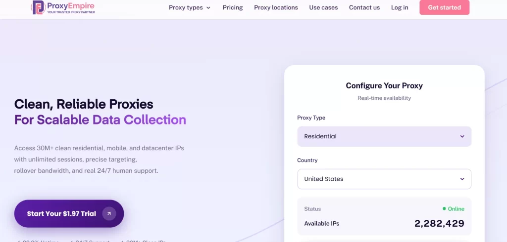 ProxyEmpire Homepage