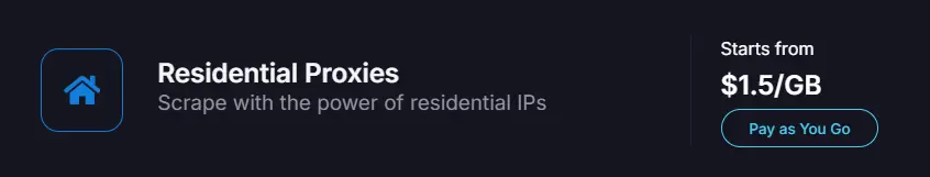 An image showing starting price of Proxying Residential Proxies