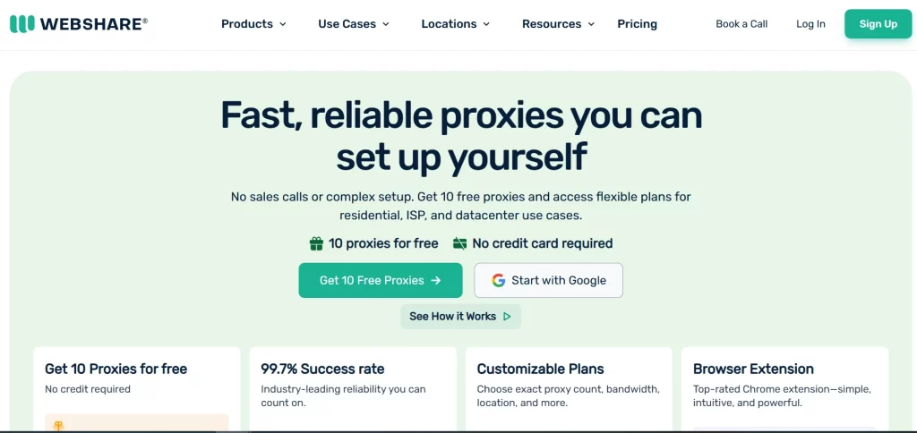 Webshare home page