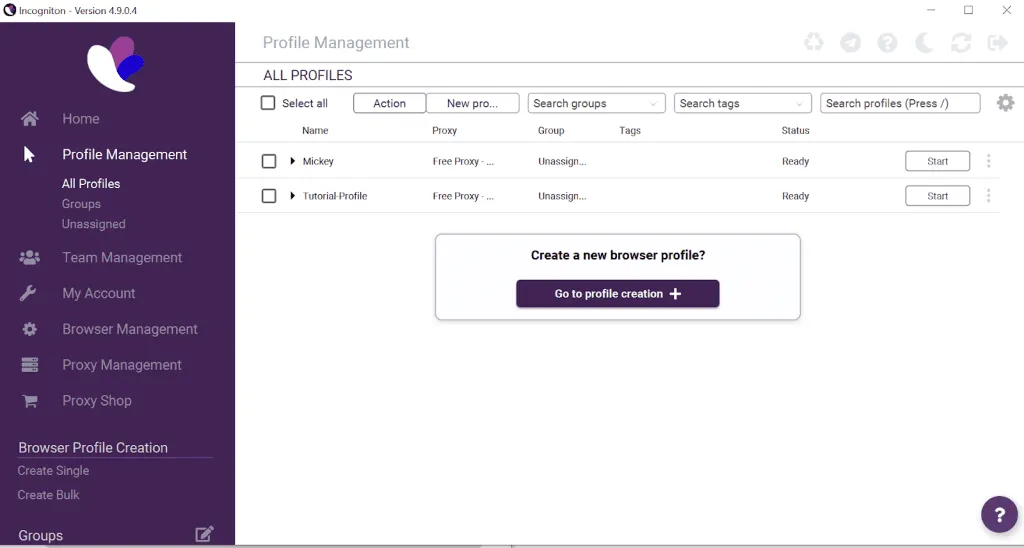 Incogniton interface