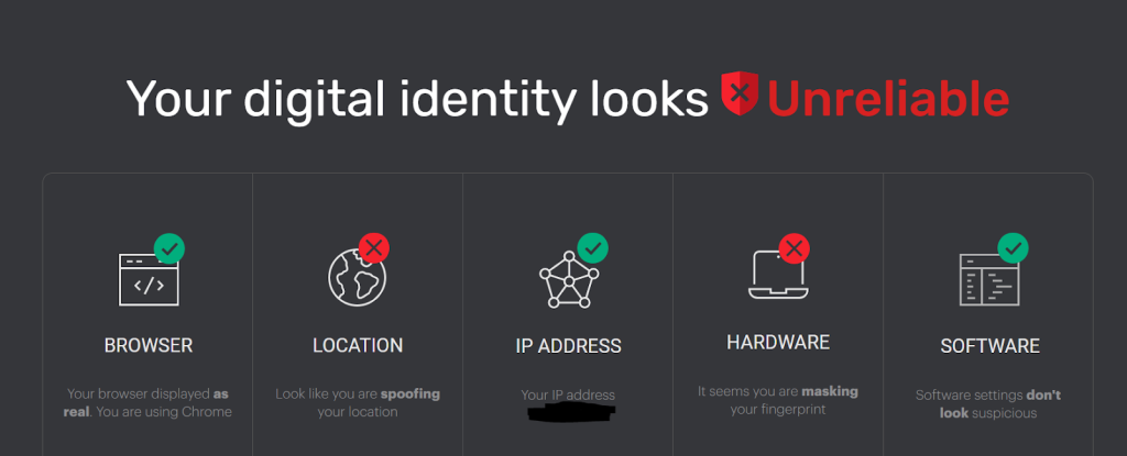 Iphey test of Octo browser