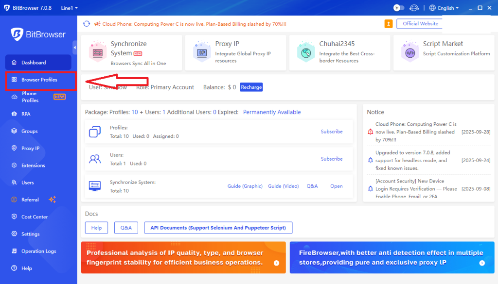 Create a new profile