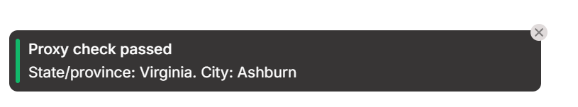 Confirmation message