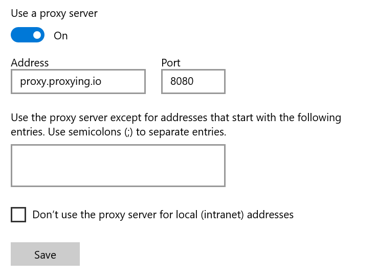 Proxy Settings
