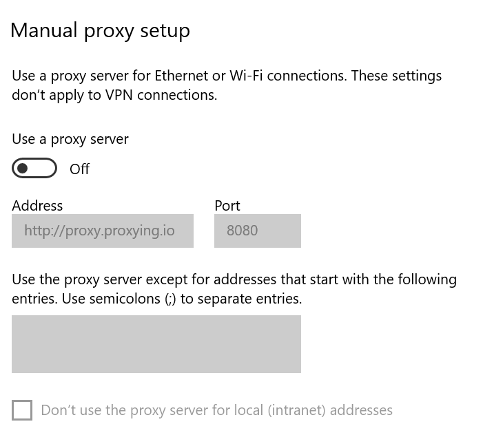 Proxy Settngs