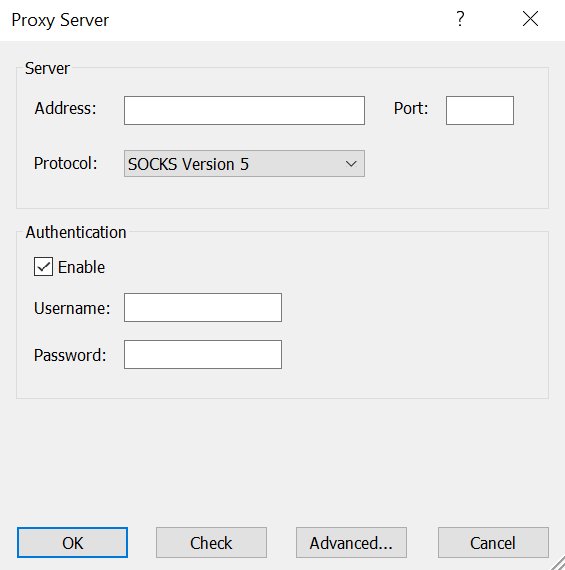 Proxy details entry form
