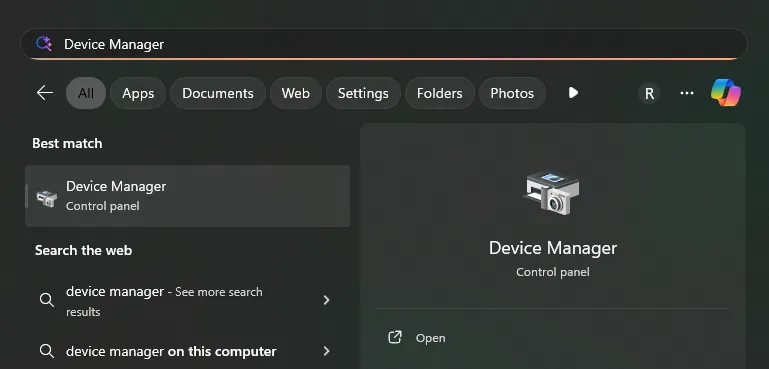 Opening Device Manager