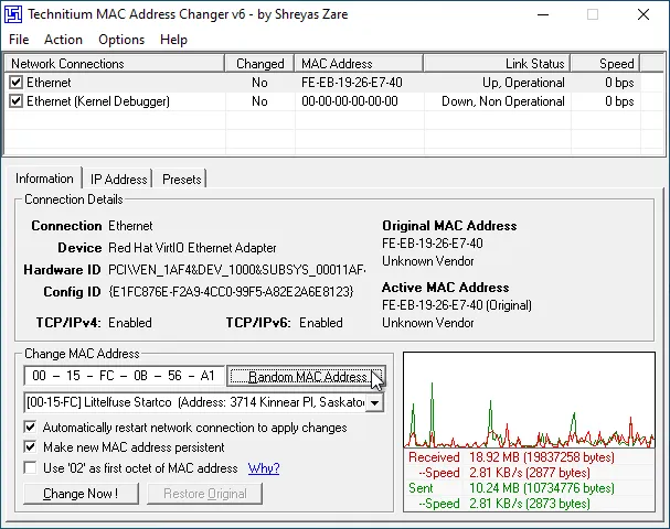TECHNIUM MAC address changer