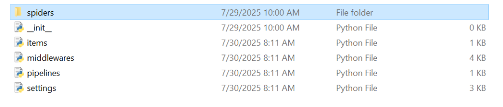 Scrapy Folder Structure